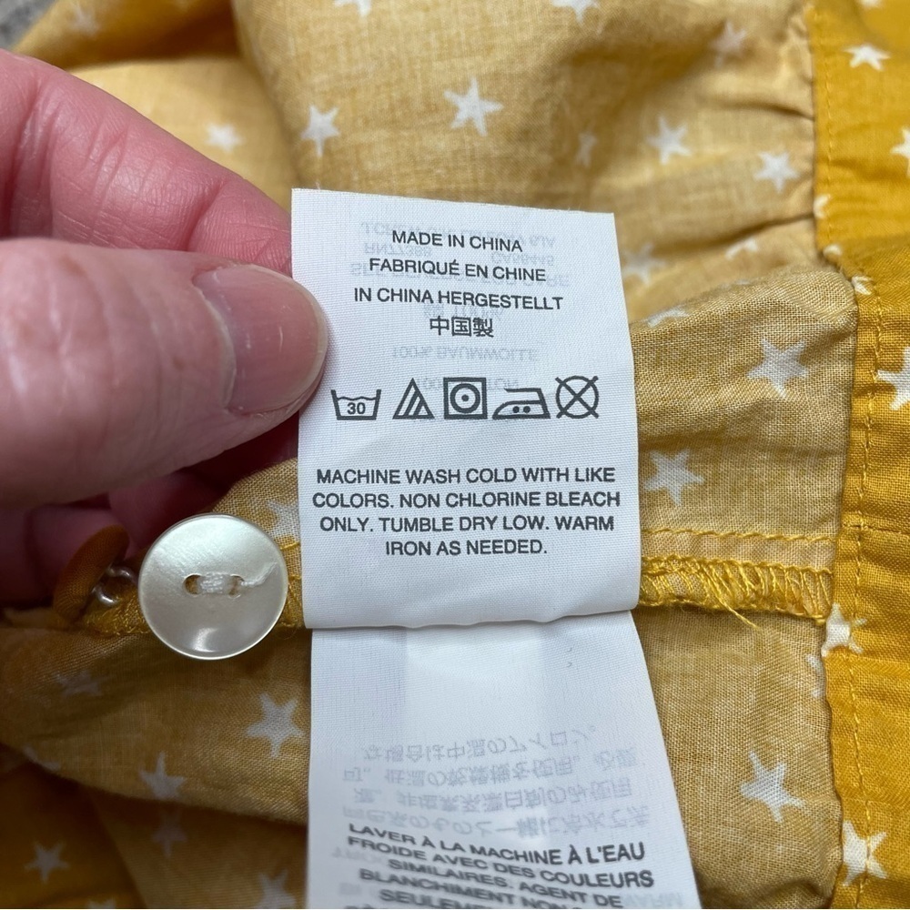 Madewell Wrap V-Neck Top Blouse in Star Scatter Gold Yellow Extra Small - Picture 9 of 13